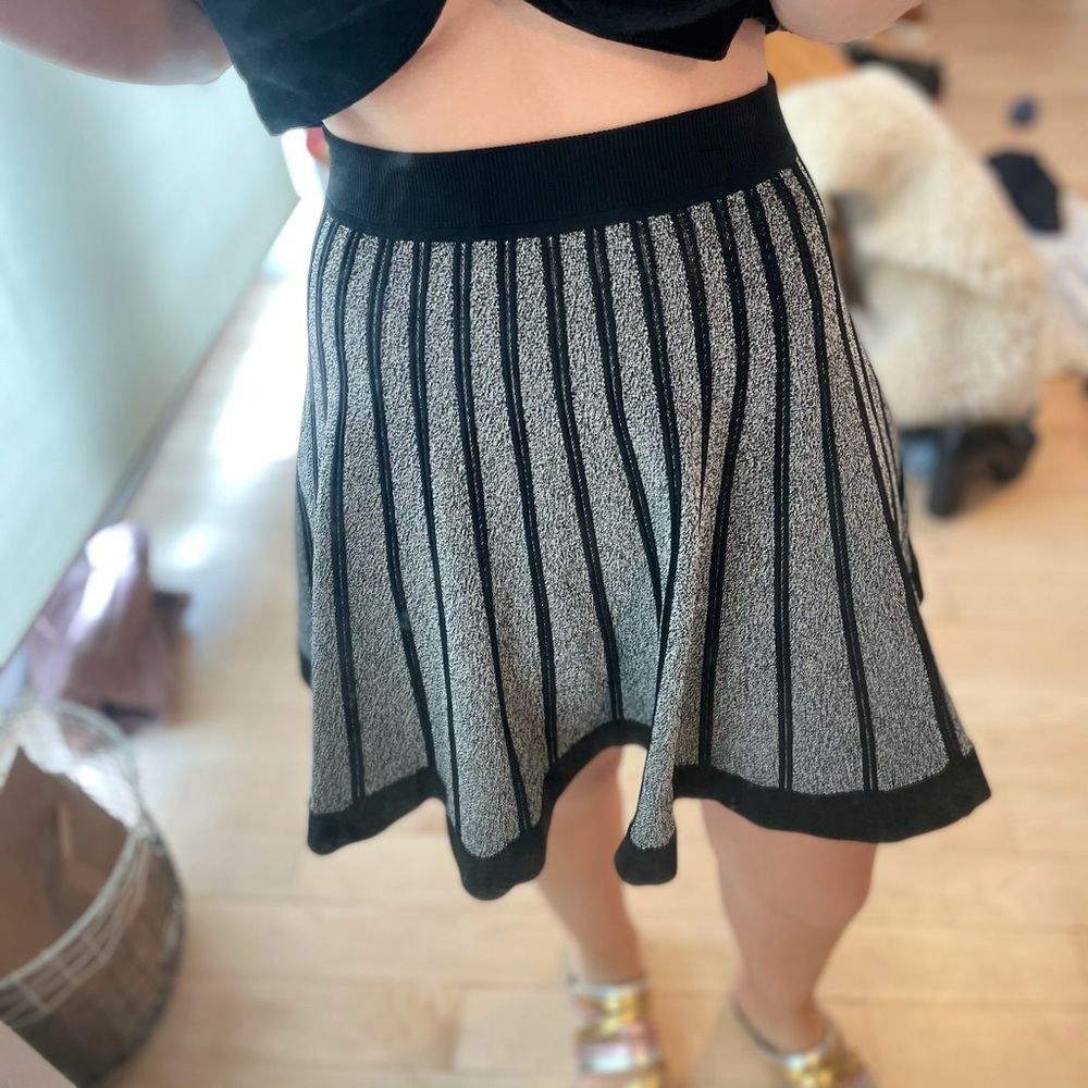 A.L.C Stripped black and white knee length skirt